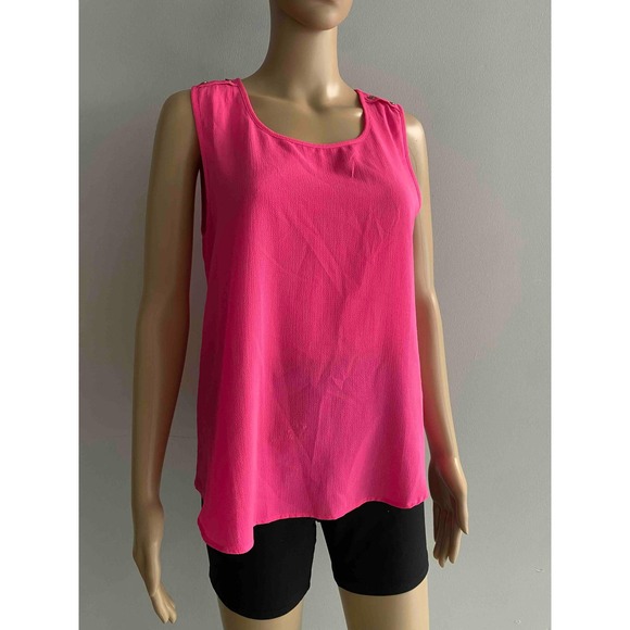 Mine Pink Sleeveless Blouse Casual Top‎ Lightweight Summer Size L - Picture 1 of 6